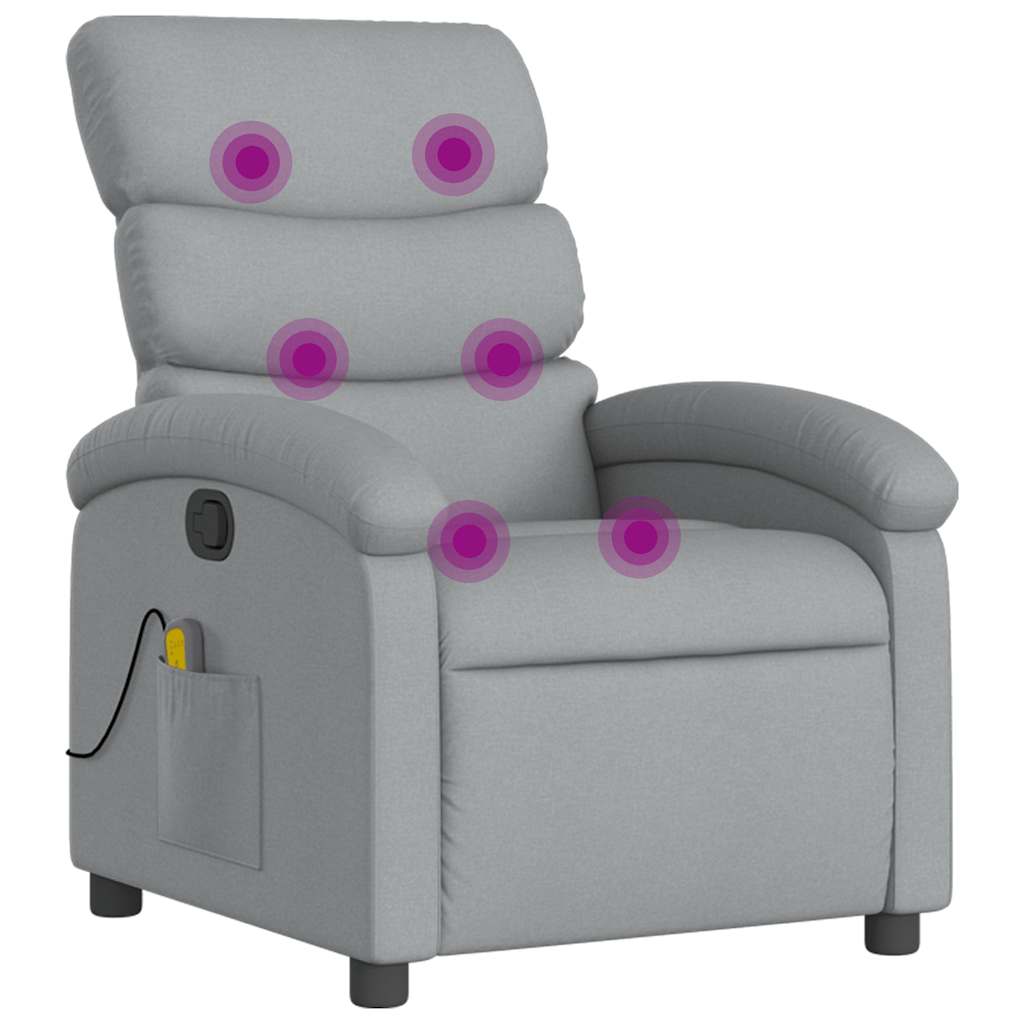 Vidaxl massagestoel verstelbaar stof lichtgrijs