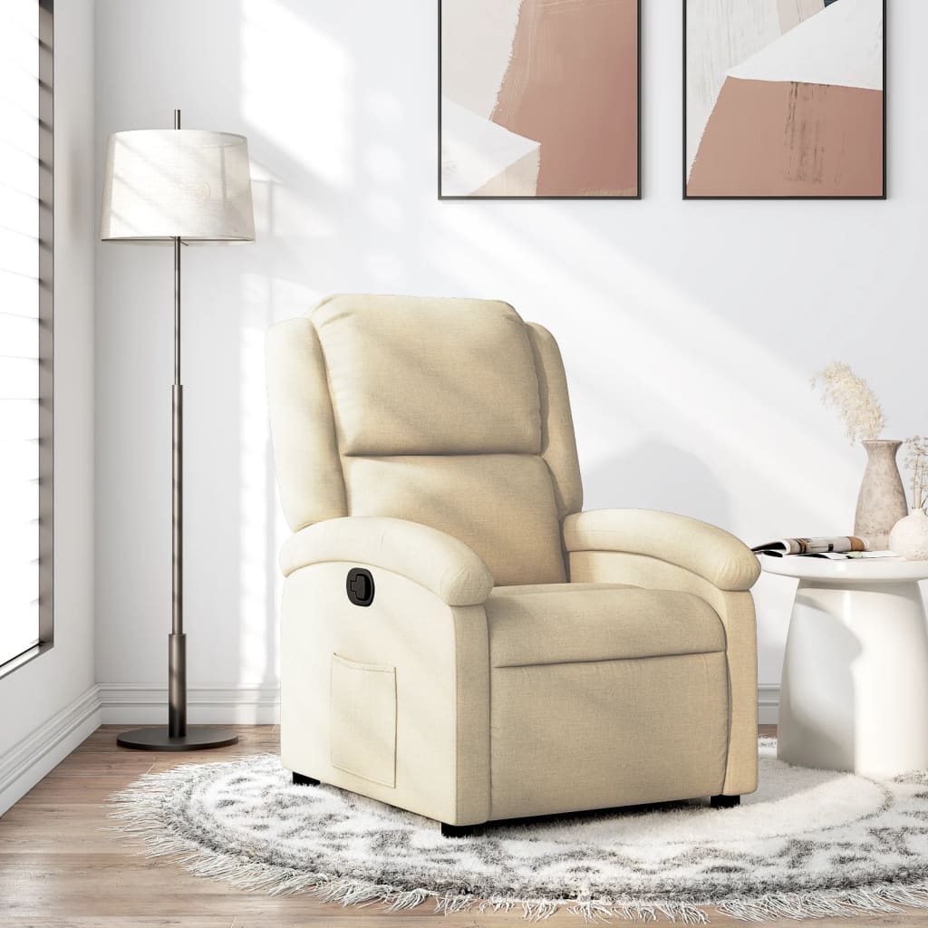 Vidaxl fauteuil verstelbaar stof crèmekleurig