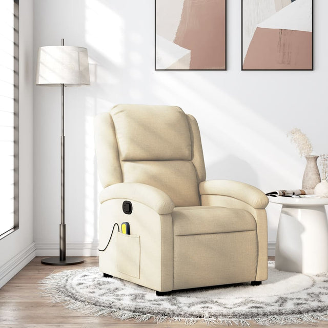 Vidaxl massagestoel verstelbaar stof crèmekleurig
