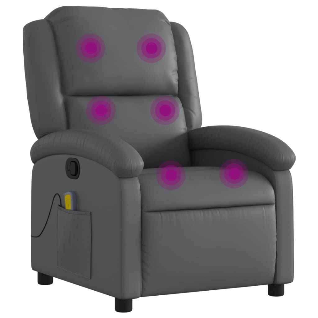Vidaxl massagestoel verstelbaar kunstleer grijs