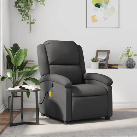 Vidaxl massagestoel echt leer grijs