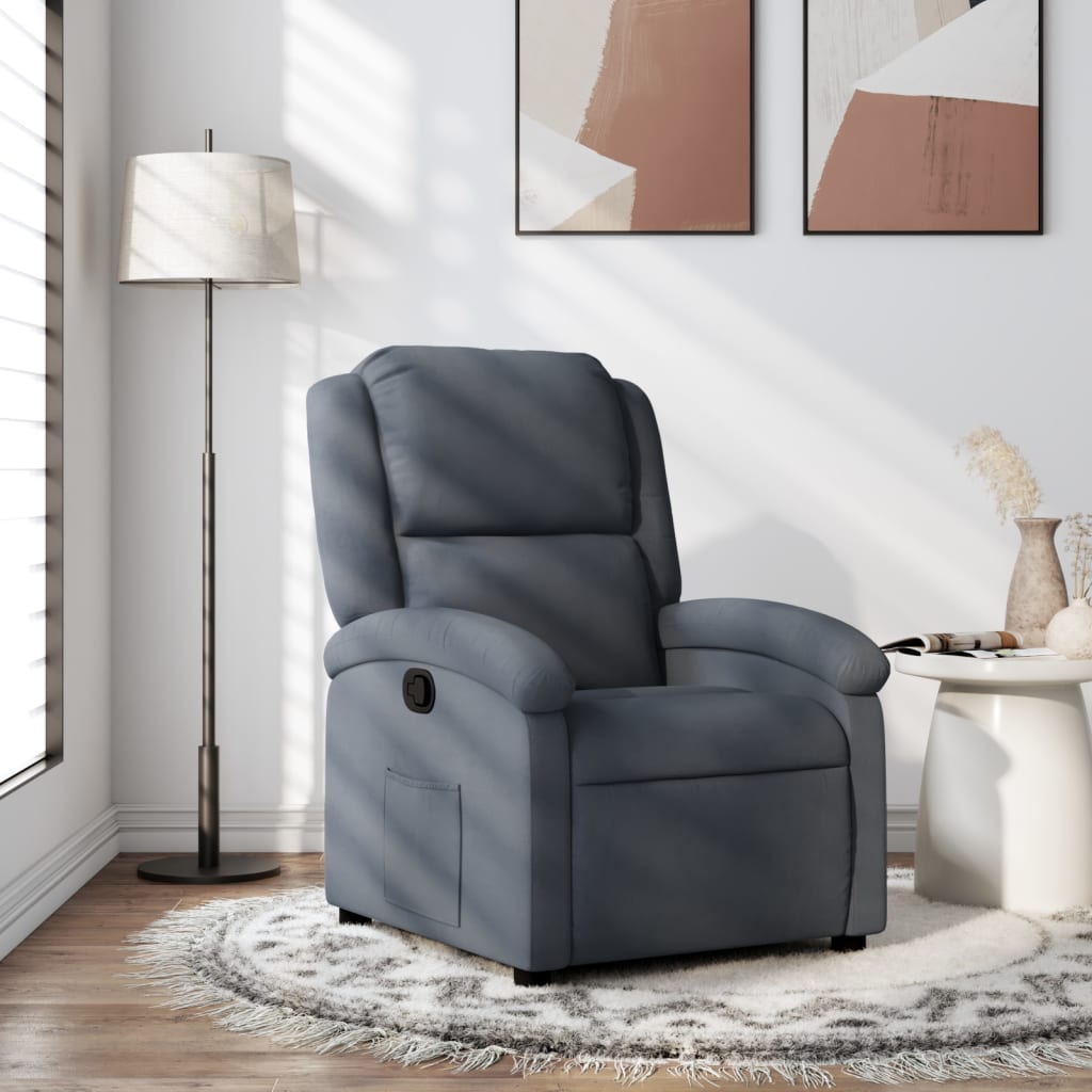 Vidaxl fauteuil verstelbaar fluweel donkergrijs