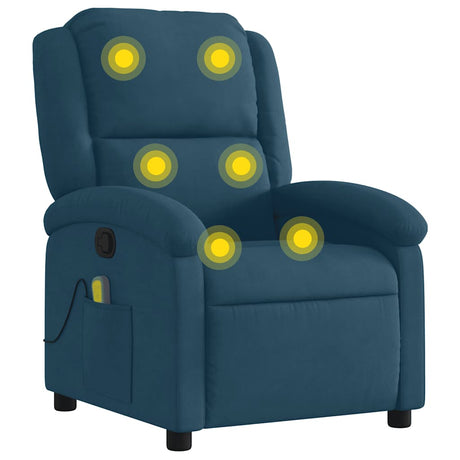Vidaxl massagestoel verstelbaar fluweel blauw