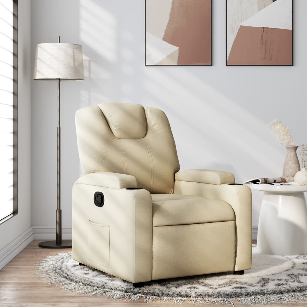 Vidaxl fauteuil verstelbaar stof crèmekleurig