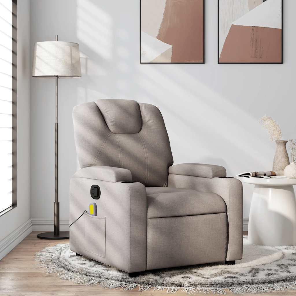 Vidaxl massagestoel verstelbaar stof taupe