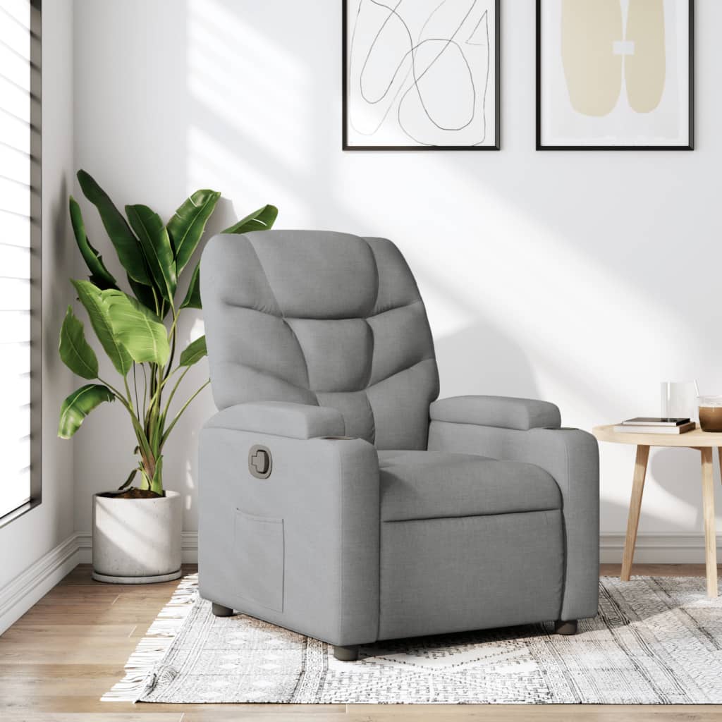 Vidaxl fauteuil verstelbaar stof lichtgrijs