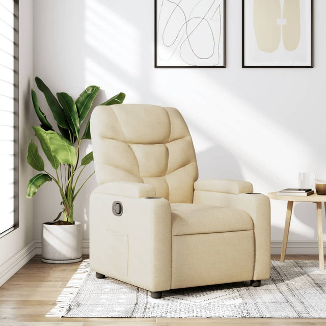 Vidaxl fauteuil verstelbaar stof crèmekleurig