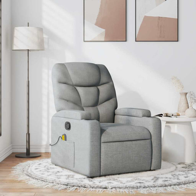 Vidaxl massagestoel verstelbaar stof lichtgrijs