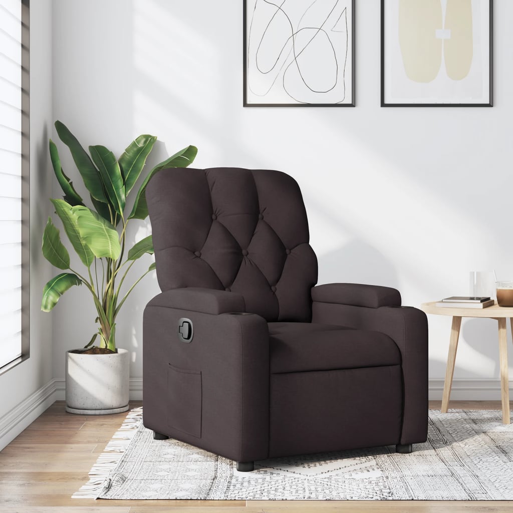 Vidaxl fauteuil verstelbaar stof donkerbruin