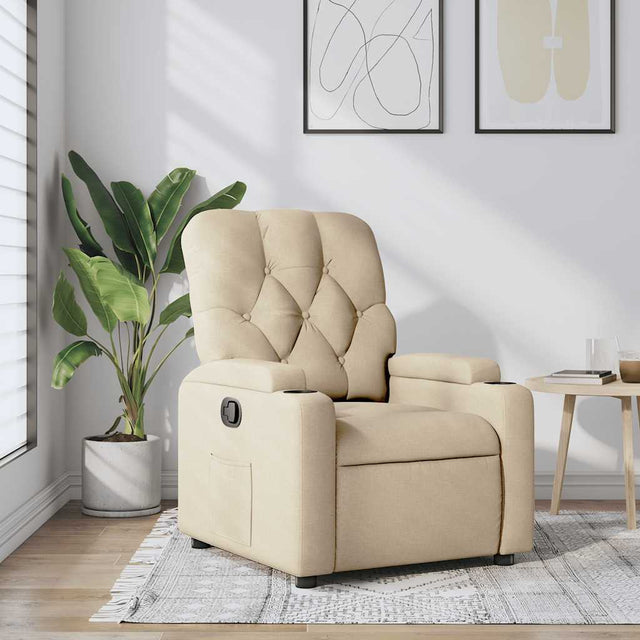 Vidaxl fauteuil verstelbaar stof crèmekleurig