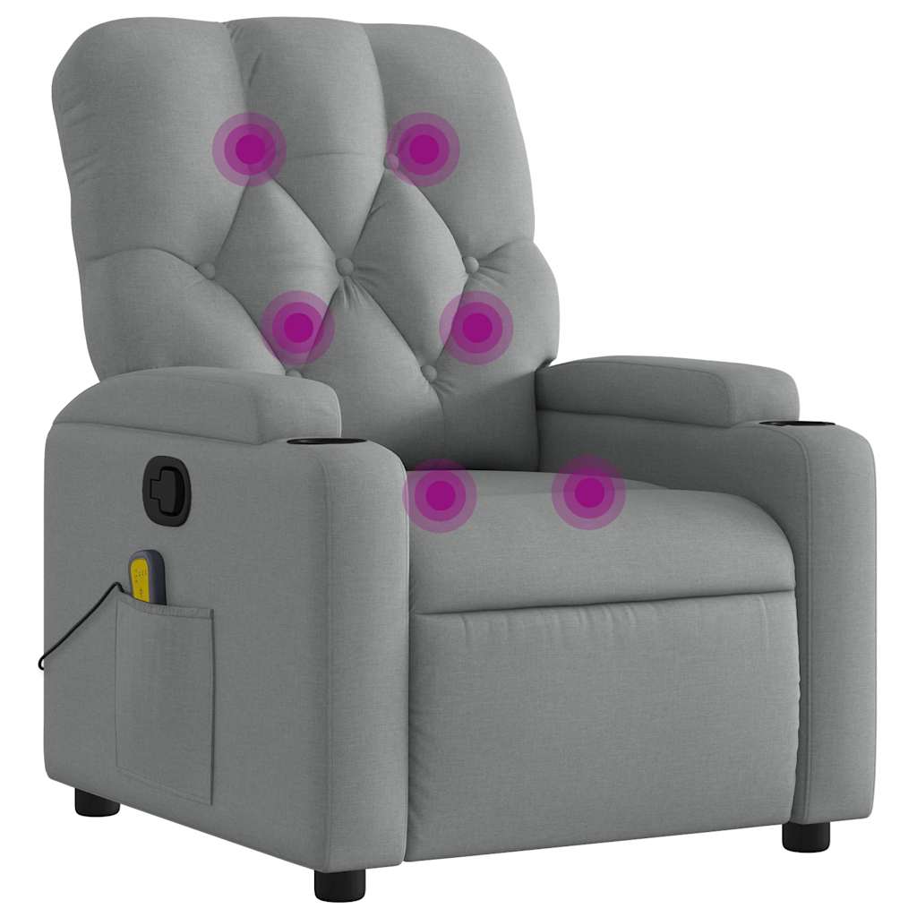 Vidaxl massagestoel verstelbaar stof lichtgrijs
