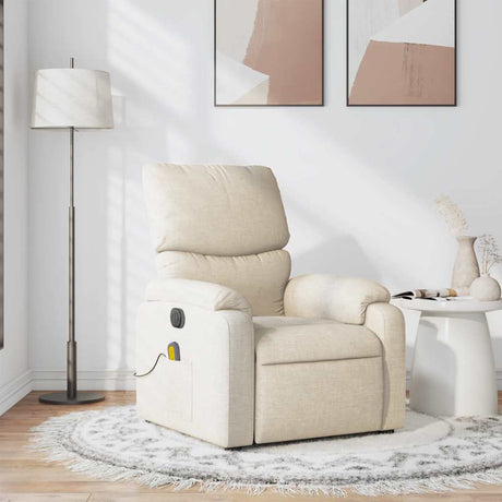 Vidaxl massagestoel verstelbaar stof crèmekleurig