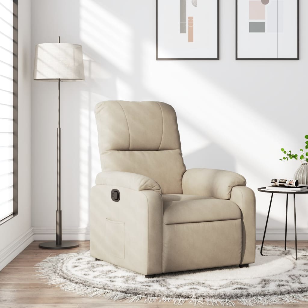 Vidaxl fauteuil verstelbaar microvezelstof crèmekleurig