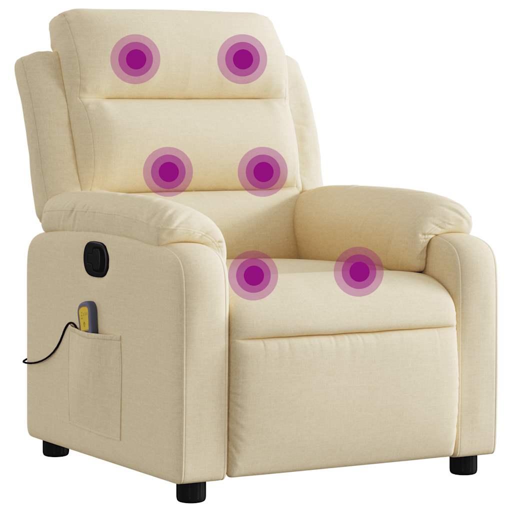 Vidaxl massagestoel verstelbaar stof crèmekleurig