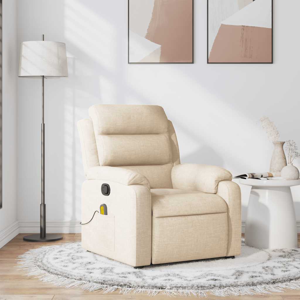 Vidaxl massagestoel verstelbaar stof crèmekleurig