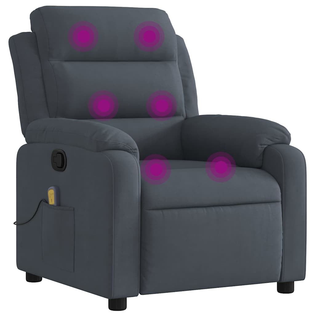 Vidaxl massagestoel verstelbaar fluweel donkergrijs