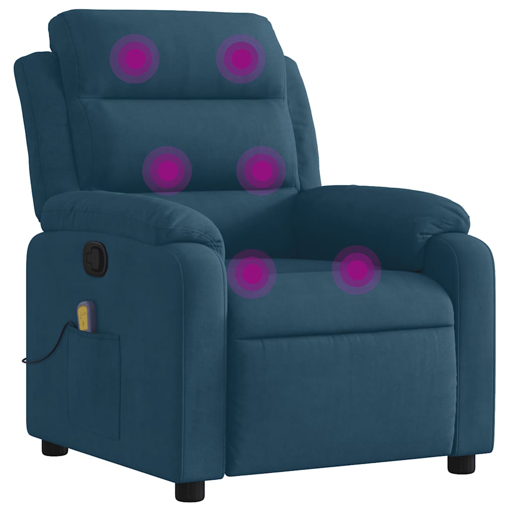 Vidaxl massagestoel verstelbaar fluweel blauw