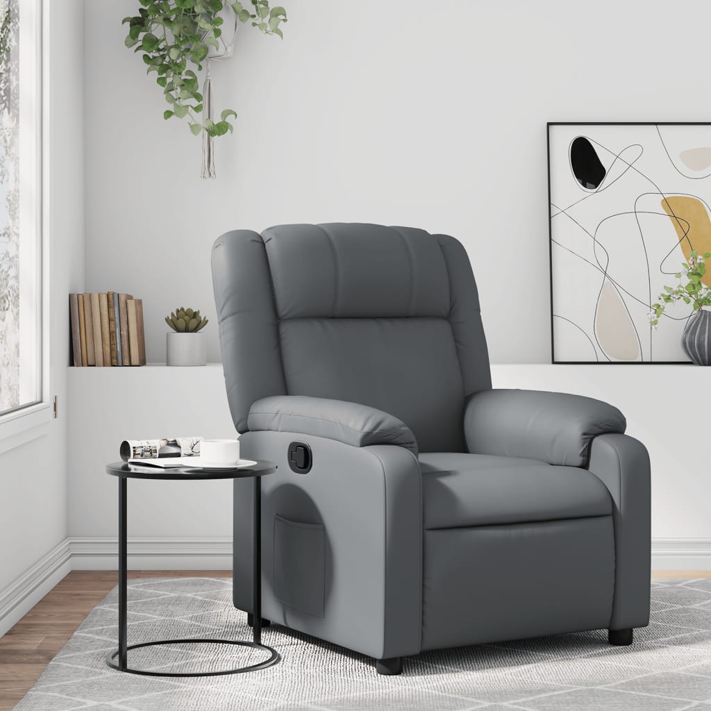 Vidaxl fauteuil verstelbaar kunstleer grijs