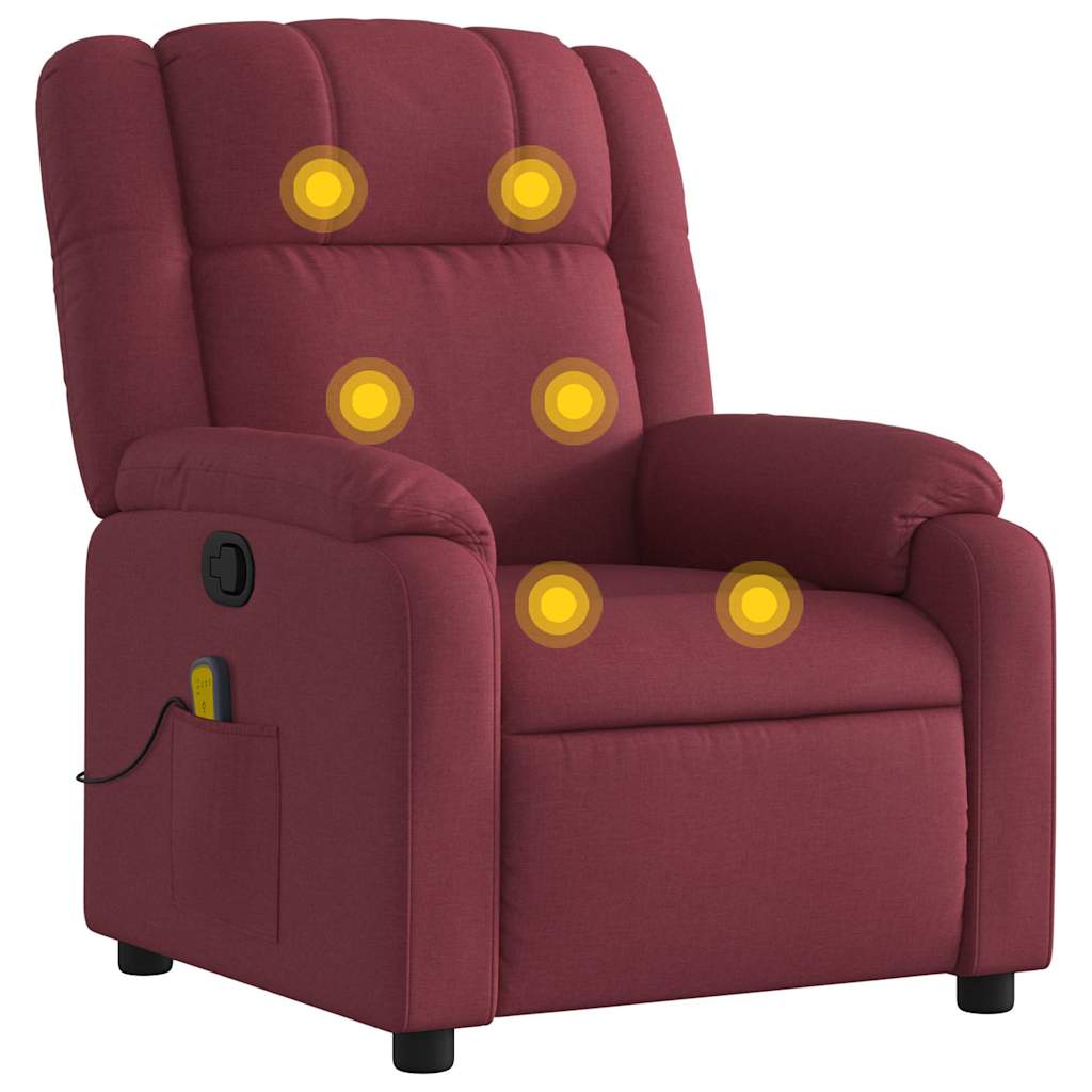 Vidaxl massagestoel verstelbaar stof wijnrood