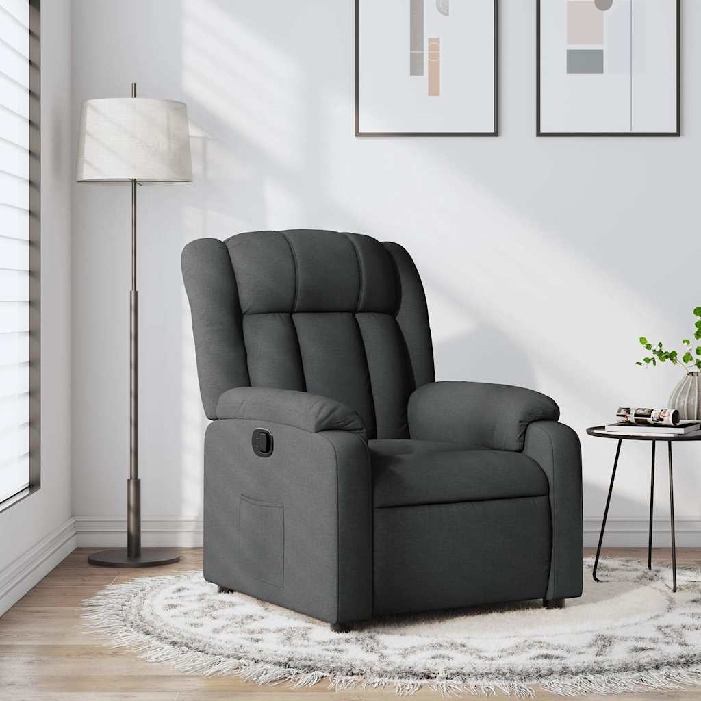 Vidaxl fauteuil verstelbaar stof donkergrijs