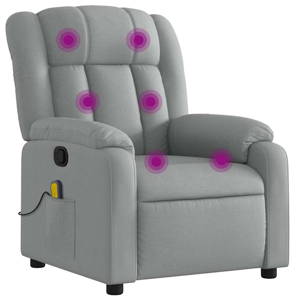 Vidaxl massagestoel verstelbaar stof lichtgrijs