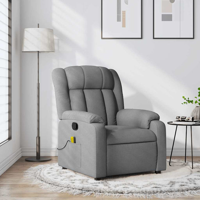 Vidaxl massagestoel verstelbaar stof lichtgrijs