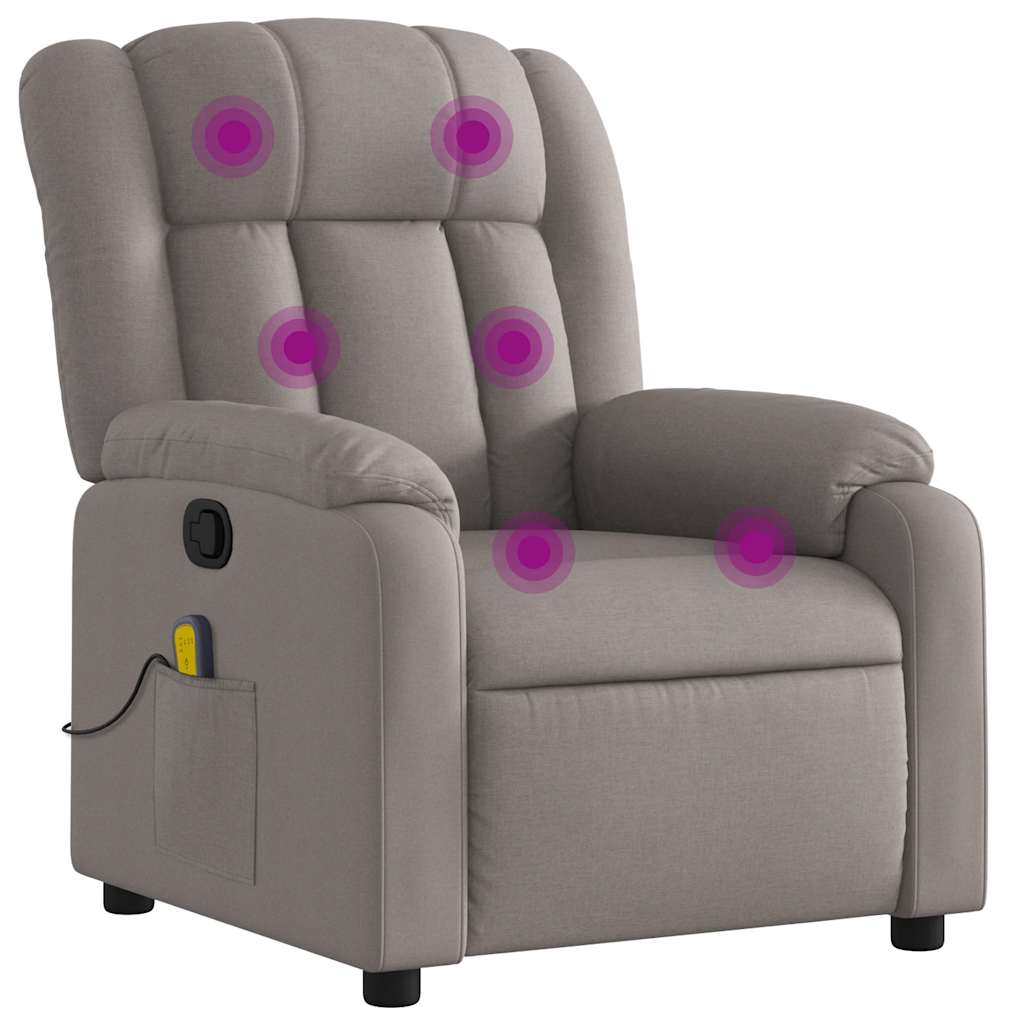 Vidaxl massagestoel verstelbaar stof taupe