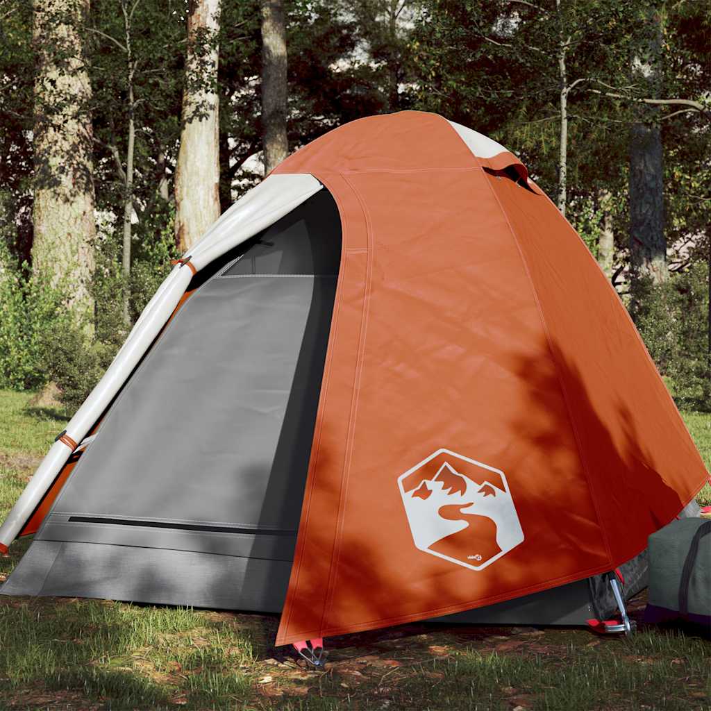 Vidaxl Dome Tenda per 2 persone impermeabile grigio e arancione