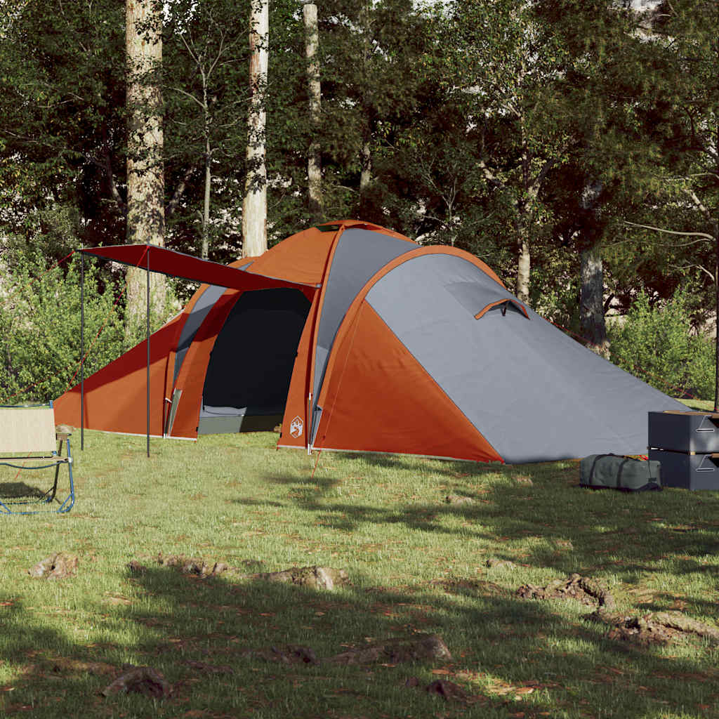 Vidaxl Dome Tent de 6 personas impermeables grises y naranja