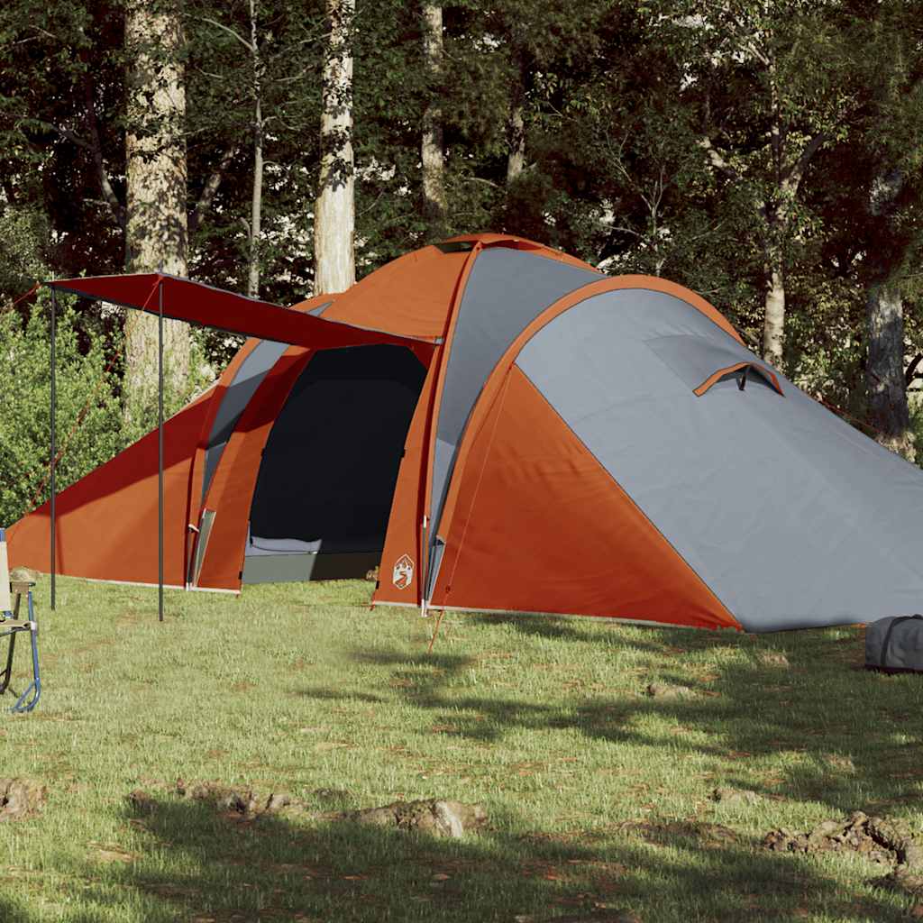 Vidaxl Dome Stan 6-Person Waterproof Grey and Orange