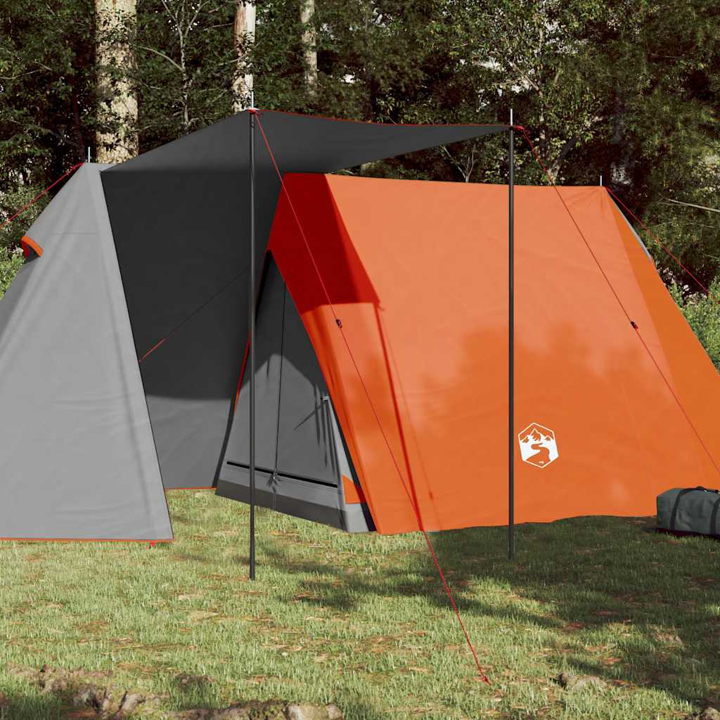 Vidaxl Tenda 3 persone impermeabili grigio e arancione