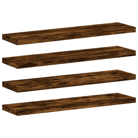 Vidaxl wandschappen 4 st 40x10x1,5 cm bewerkt hout gerookt eikenkleur
