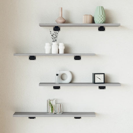Vidaxl wandschappen 4 st 60x10x1,5 cm bewerkt hout grijs sonoma eiken