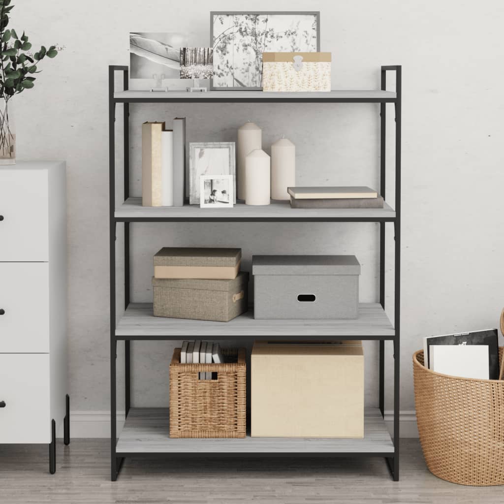 Vidaxl wandschappen 4 st 80x40x1,5 cm bewerkt hout grijs sonoma eiken
