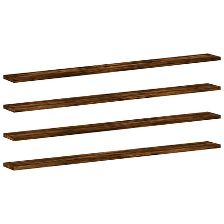 Vidaxl wandschappen 4 st 100x10x1,5 cm bewerkt hout gerookt eikenkleur