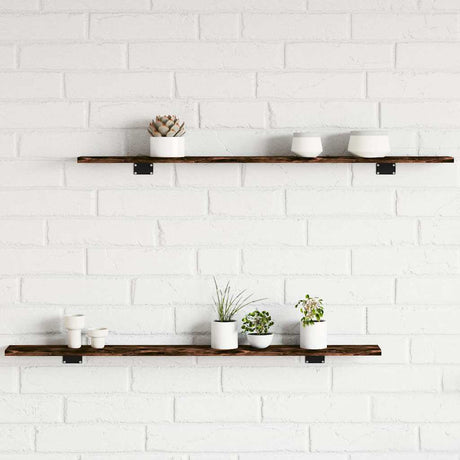 Vidaxl wandschappen 4 st 100x10x1,5 cm bewerkt hout gerookt eikenkleur