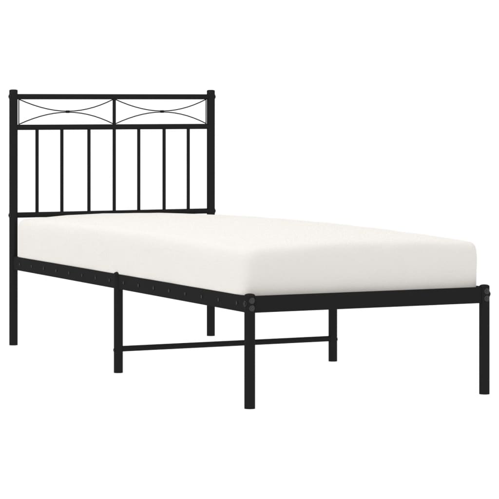 Vidaxl bedframe met hoofdbord metaal zwart 80x200 cm