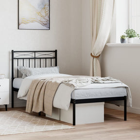 Vidaxl bedframe met hoofdbord metaal zwart 80x200 cm