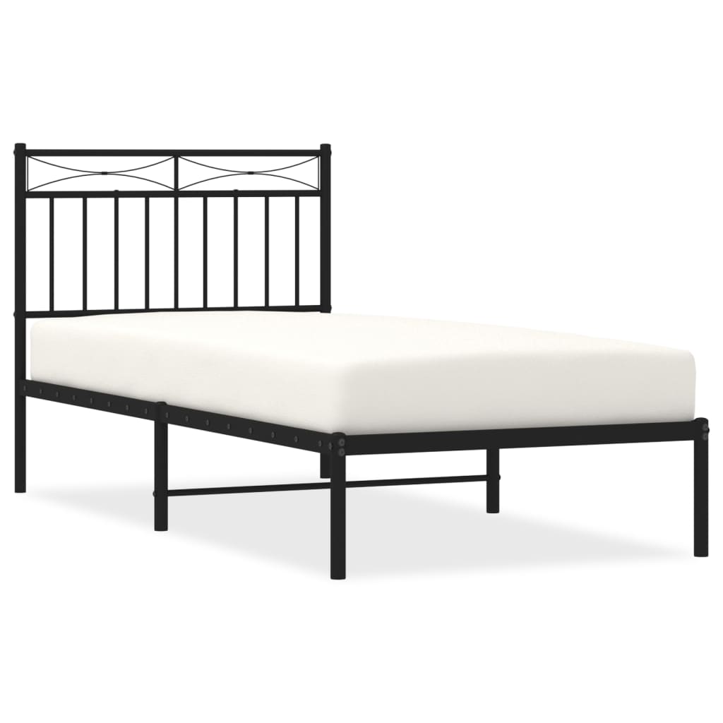Vidaxl bedframe met hoofdbord metaal zwart 90x190 cm