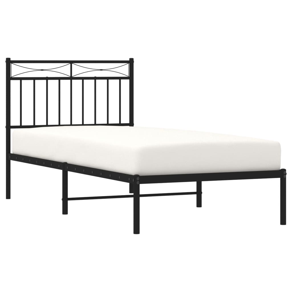Vidaxl bedframe met hoofdbord metaal zwart 90x190 cm