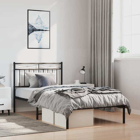 Vidaxl bedframe met hoofdbord metaal zwart 100x200 cm