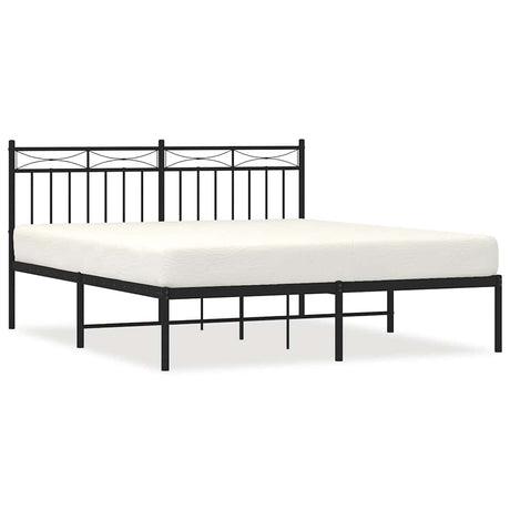 Vidaxl bedframe met hoofdbord metaal zwart 150x200 cm