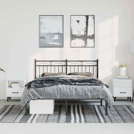 Vidaxl bedframe met hoofdbord metaal zwart 150x200 cm