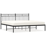 Vidaxl bedframe met hoofdbord metaal zwart 180x200 cm