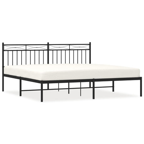 Vidaxl bedframe met hoofdbord metaal zwart 180x200 cm