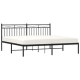 Vidaxl bedframe met hoofdbord metaal zwart 180x200 cm