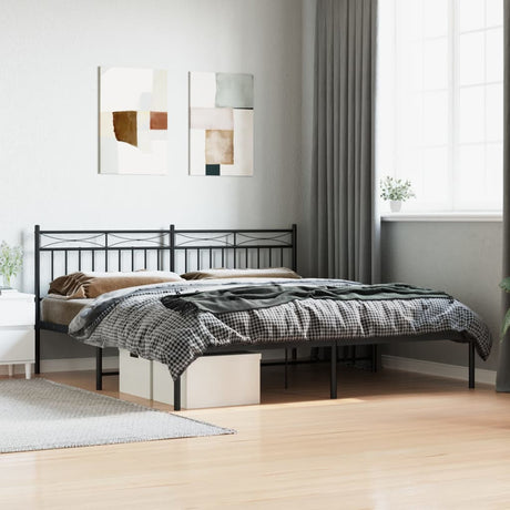 Vidaxl bedframe met hoofdbord metaal zwart 180x200 cm