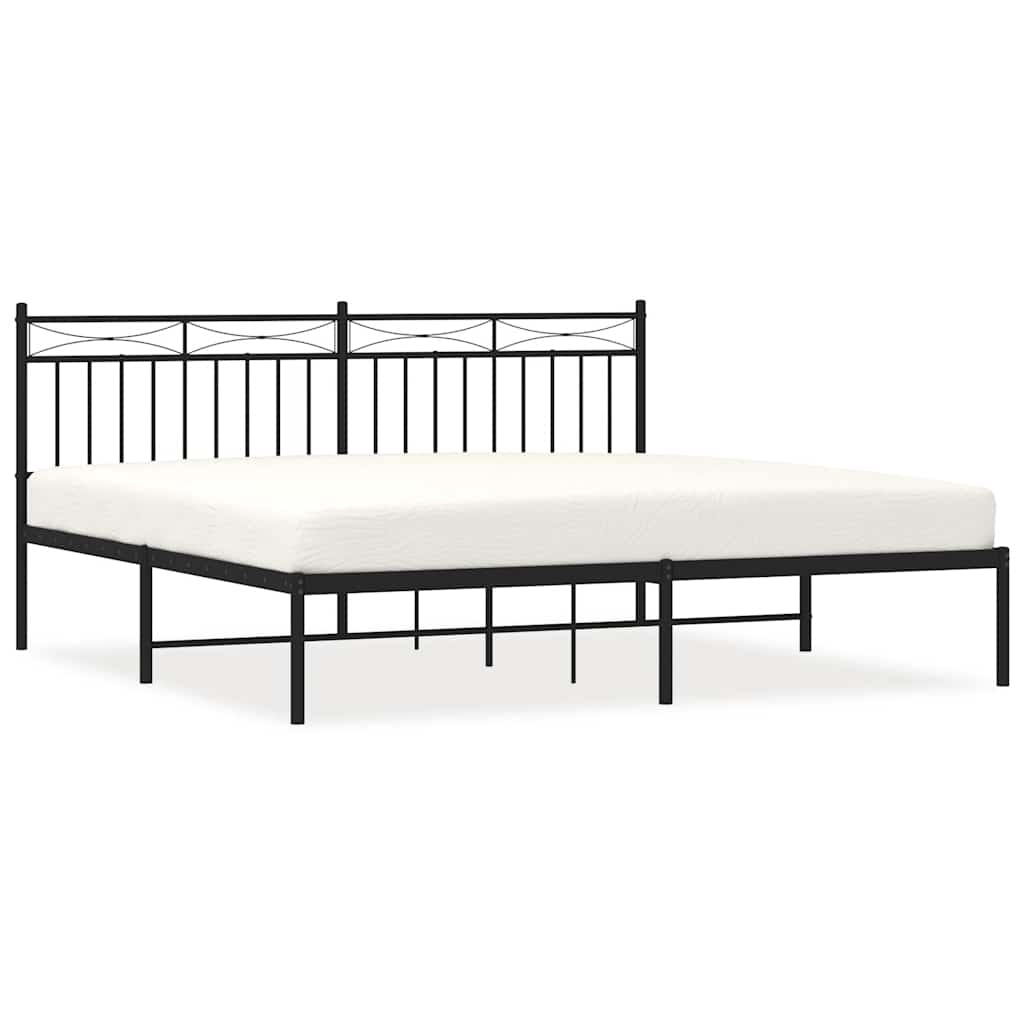 Vidaxl bedframe met hoofdbord metaal zwart 183x213 cm