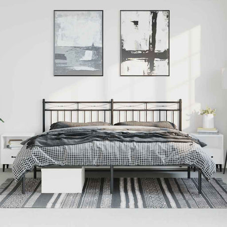 Vidaxl bedframe met hoofdbord metaal zwart 183x213 cm