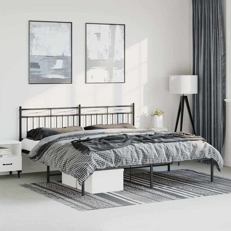 Vidaxl bedframe met hoofdbord metaal zwart 193x203 cm